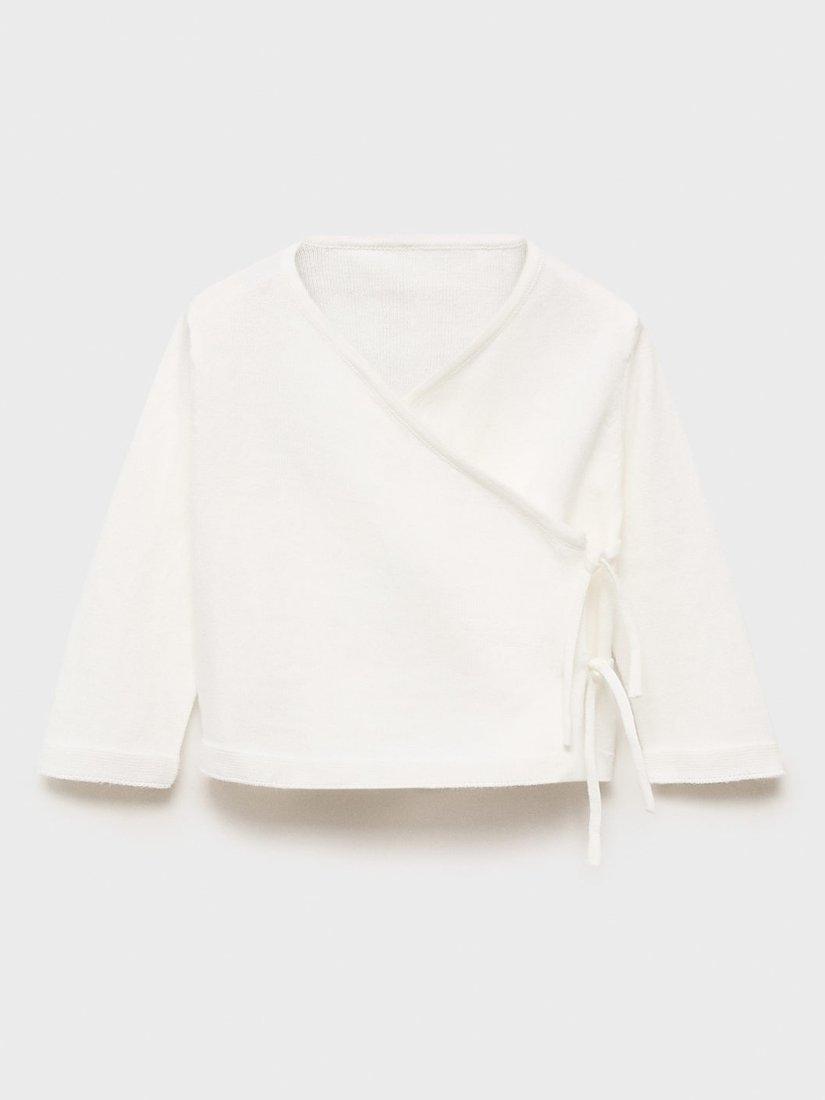 Product image 1 of 4, which shows Mango Baby Cotton Wrap Knit, Natural White, 0-1 months