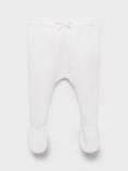 Mango Baby Cotton Knit Enclosed Foot Leggings, Natural White