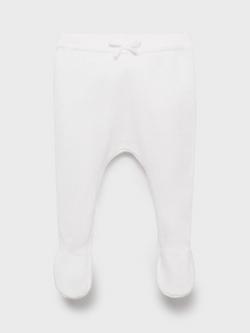 Mango Baby Cotton Knit Enclosed Foot Leggings, Natural White, Natural White