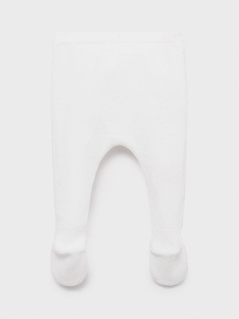 Product image 2 of 4, which shows Mango Baby Cotton Knit Enclosed Foot Leggings, Natural White, 0-1 months