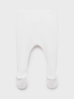 Mango Baby Cotton Knit Enclosed Foot Leggings, Natural White - view 2, Natural White
