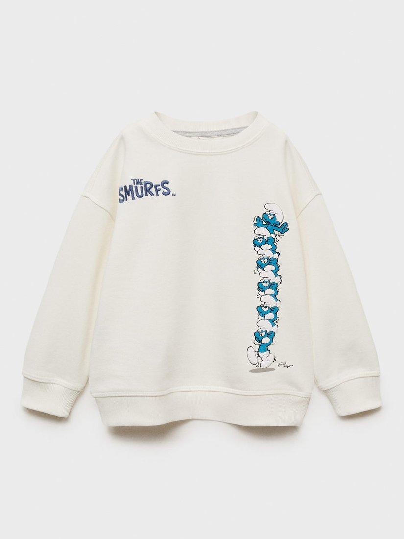 Mango Kids' Smurf Sweatshirt, Natural White