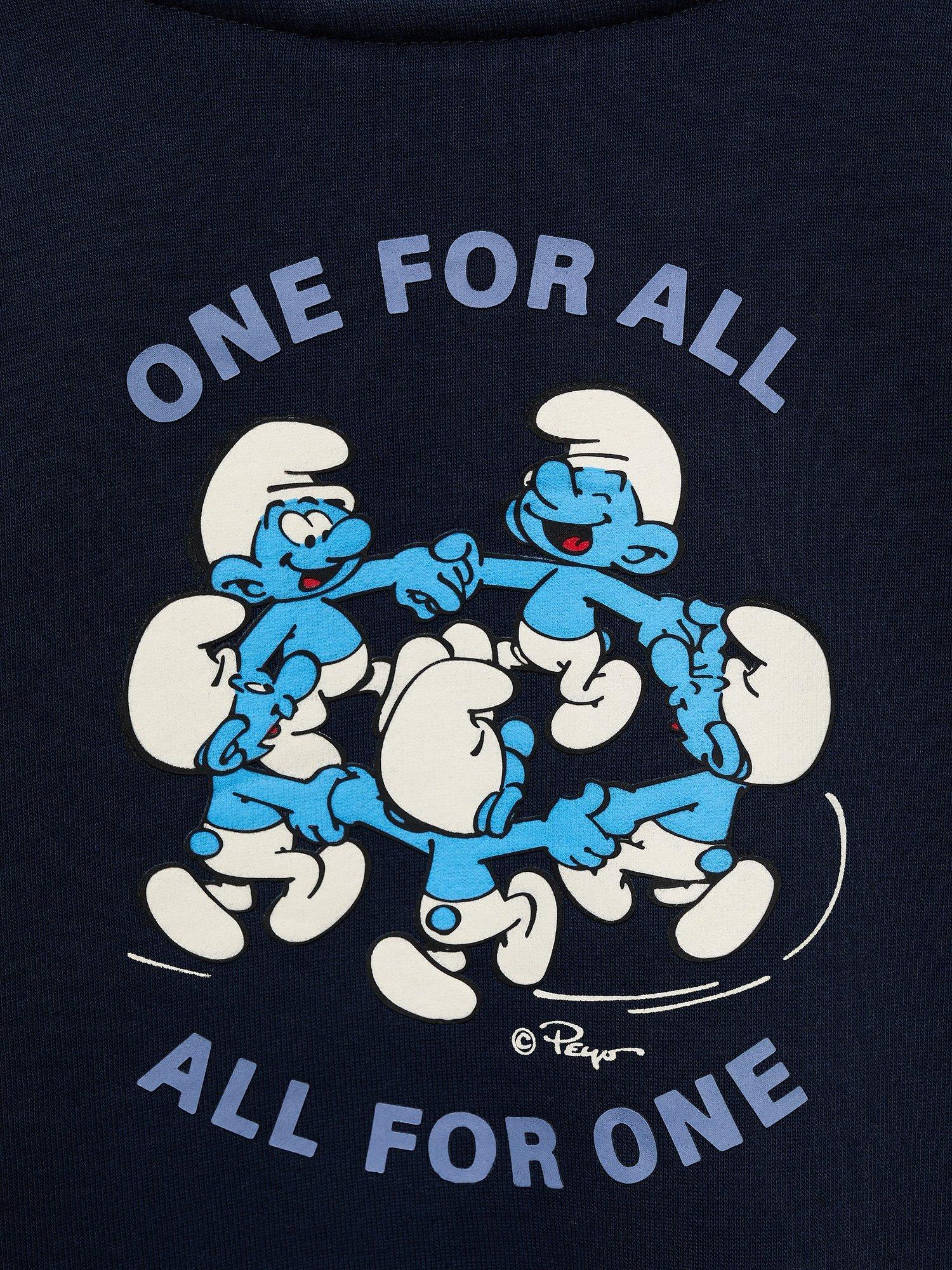 Product image 3 of 4, which shows Mango Kids' Smurf Sweatshirt, Navy, 18-24 months
