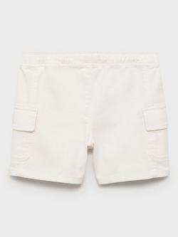 Mango Kids' Pol Drawstring Cargo Shorts, White - view 2, White