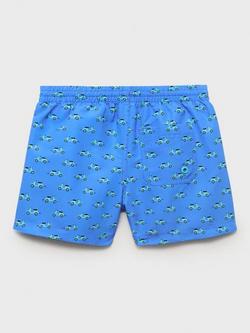 Mango Kids' Drawstring Motorbike Print Swim Shorts, Medium Blue - view 2, Medium Blue