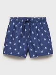 Mango Kids' Pulpokb Octopus Print Drawstring Swim Shorts, Navy