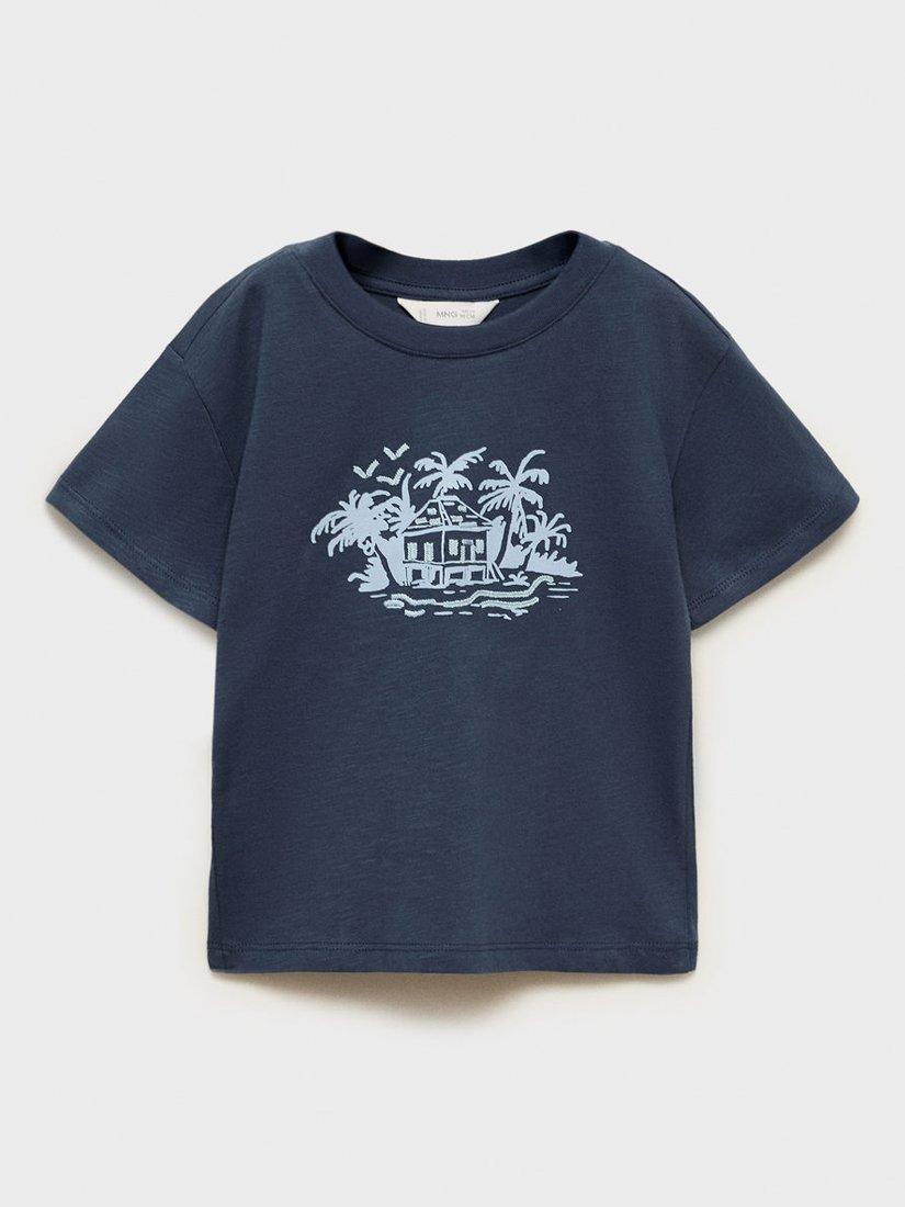Product image 1 of 4, which shows Mango Kids' Bungalo T-Shirt, Navy, 18-24 months