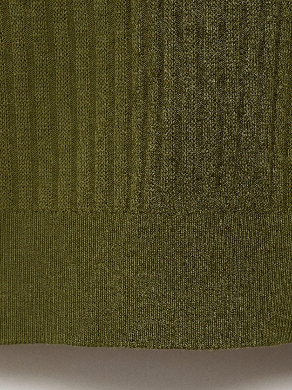 Product image 5 of 8, which shows Mango Paule Ribbed Cotton Blend Polo Shirt, Green, L