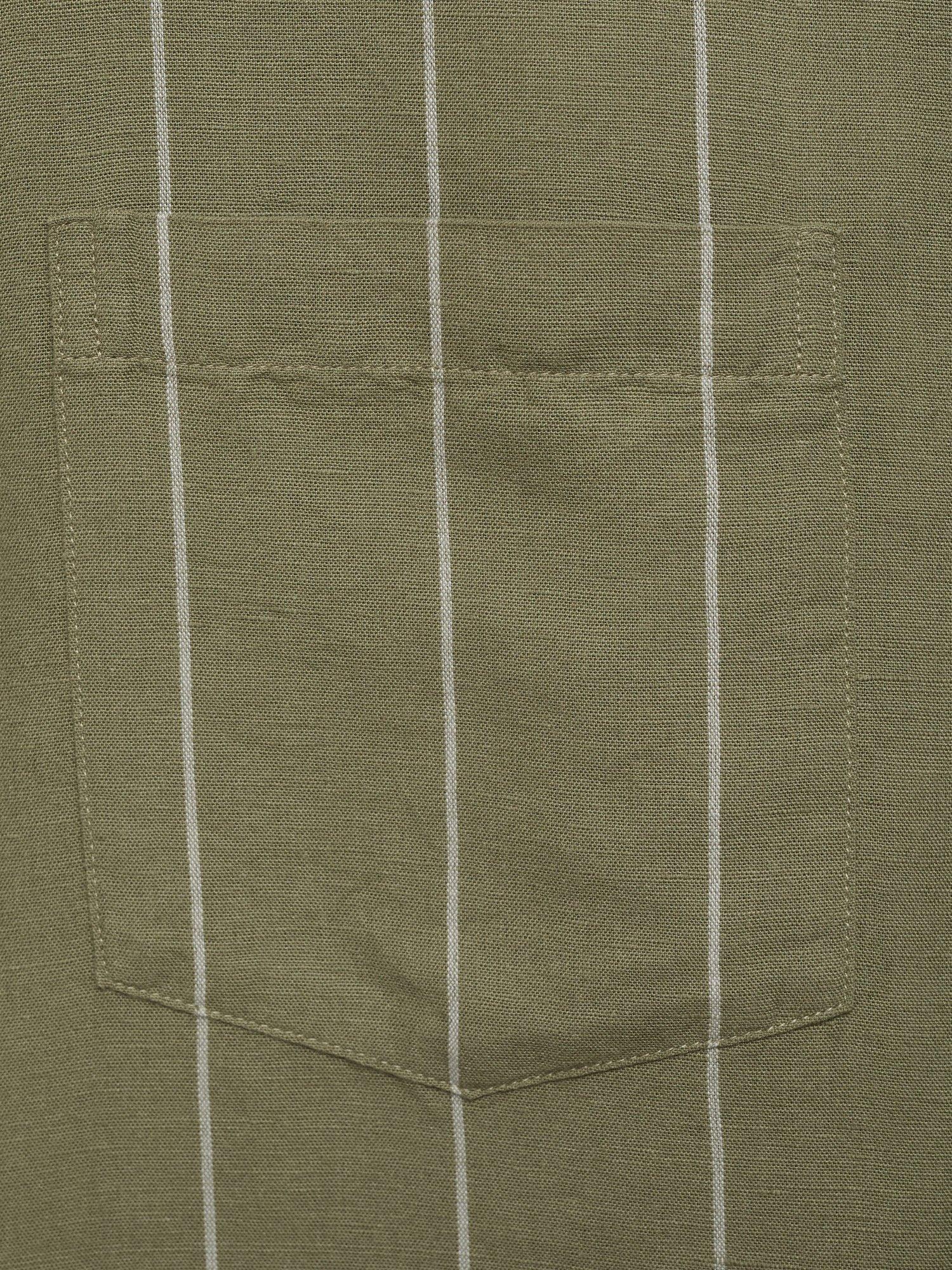 Product image 5 of 8, which shows Mango Essauira Stripe Linen Short Sleeve Shirt, Green, L
