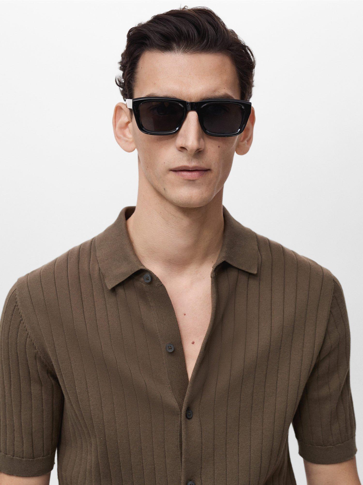Product image 6 of 8, which shows Mango Ribbi Embossed Stripe Cotton Regular Fit Shirt, Dark Brown, S