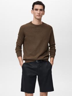 Mango Avena Cotton-Linen Jumper, Brown
