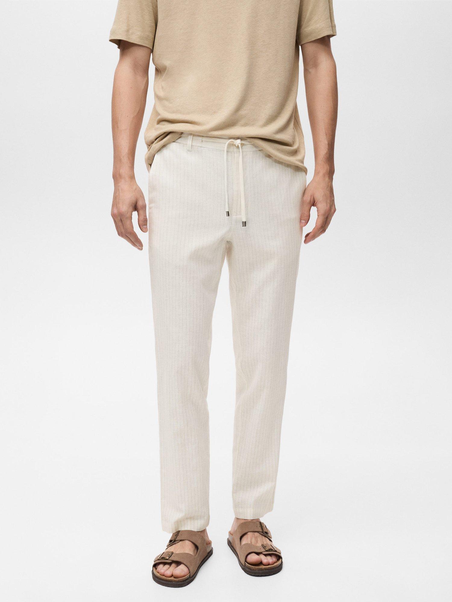 Product image 1 of 7, which shows Mango Mauro Trousers, Cream, 30