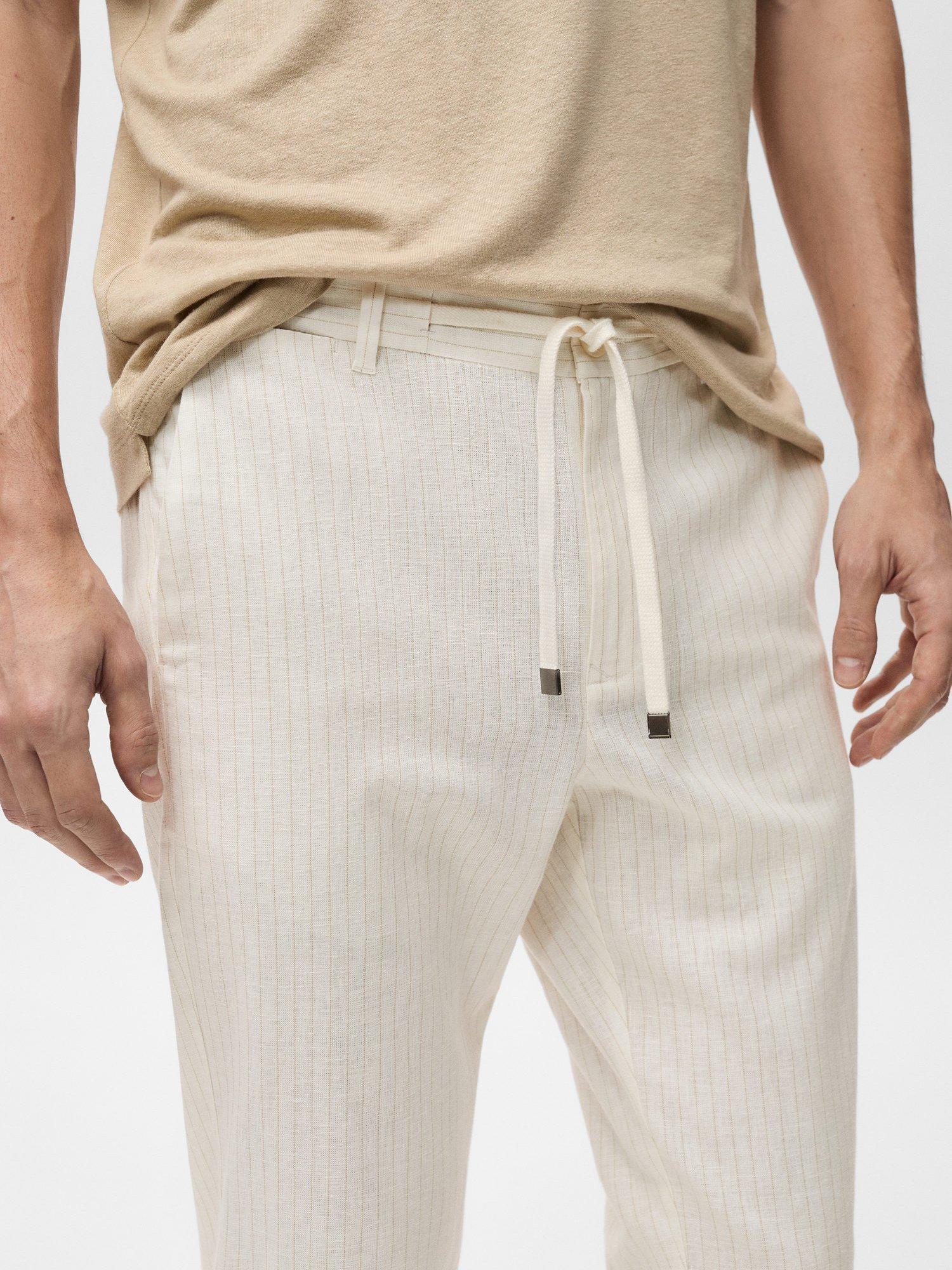 Product image 6 of 7, which shows Mango Mauro Trousers, Cream, 30