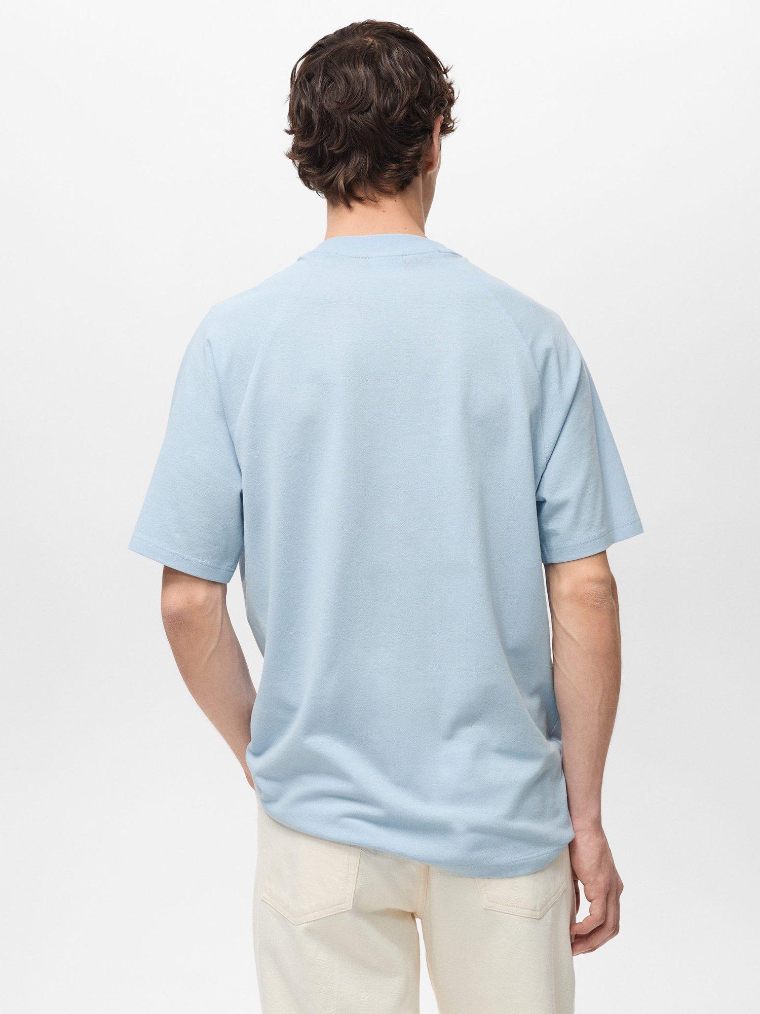 Product image 4 of 8, which shows Mango Circo Cotton Linen Regular Fit T-Shirt, Pastel Blue, L