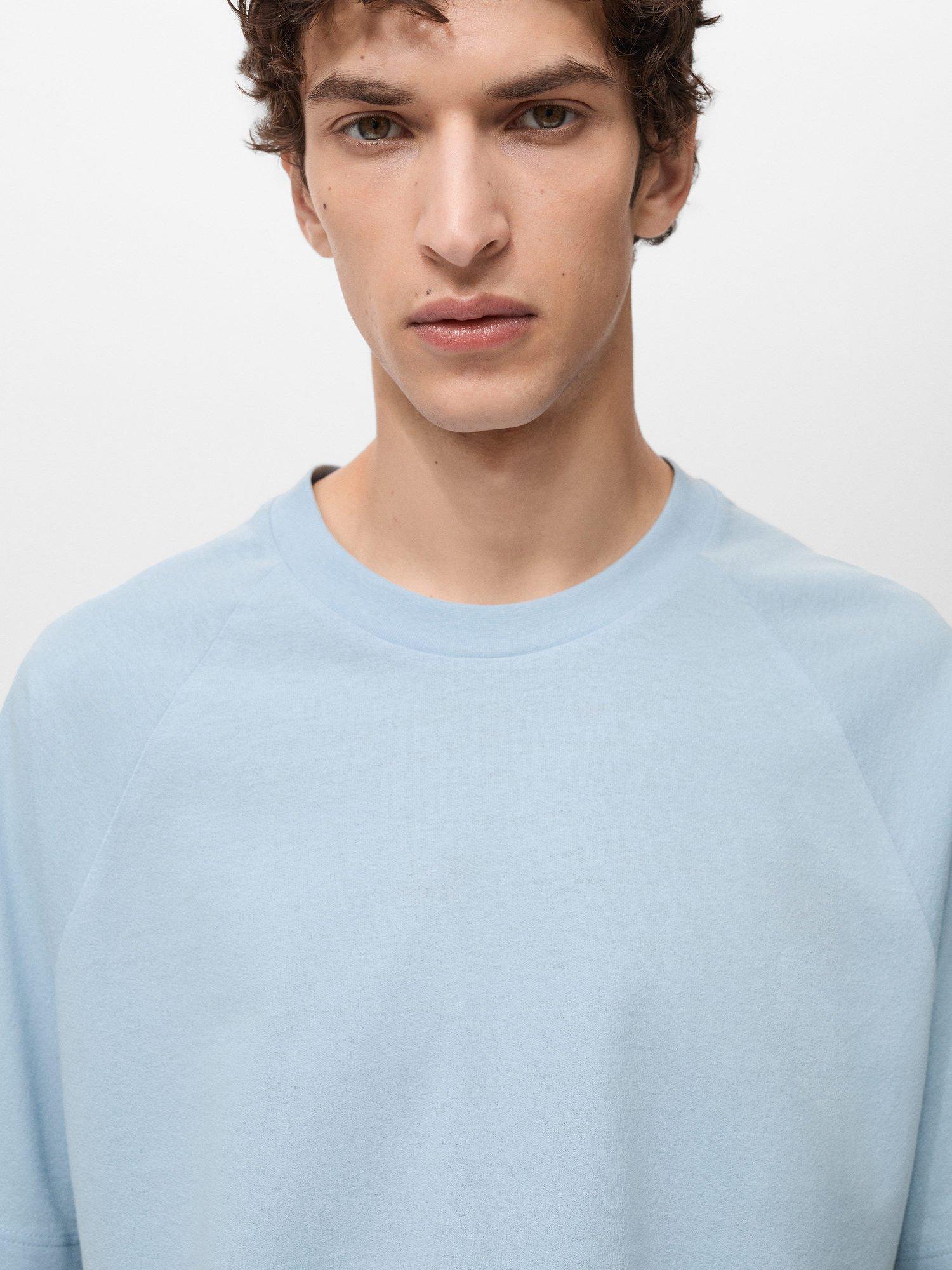 Product image 6 of 8, which shows Mango Circo Cotton Linen Regular Fit T-Shirt, Pastel Blue, L