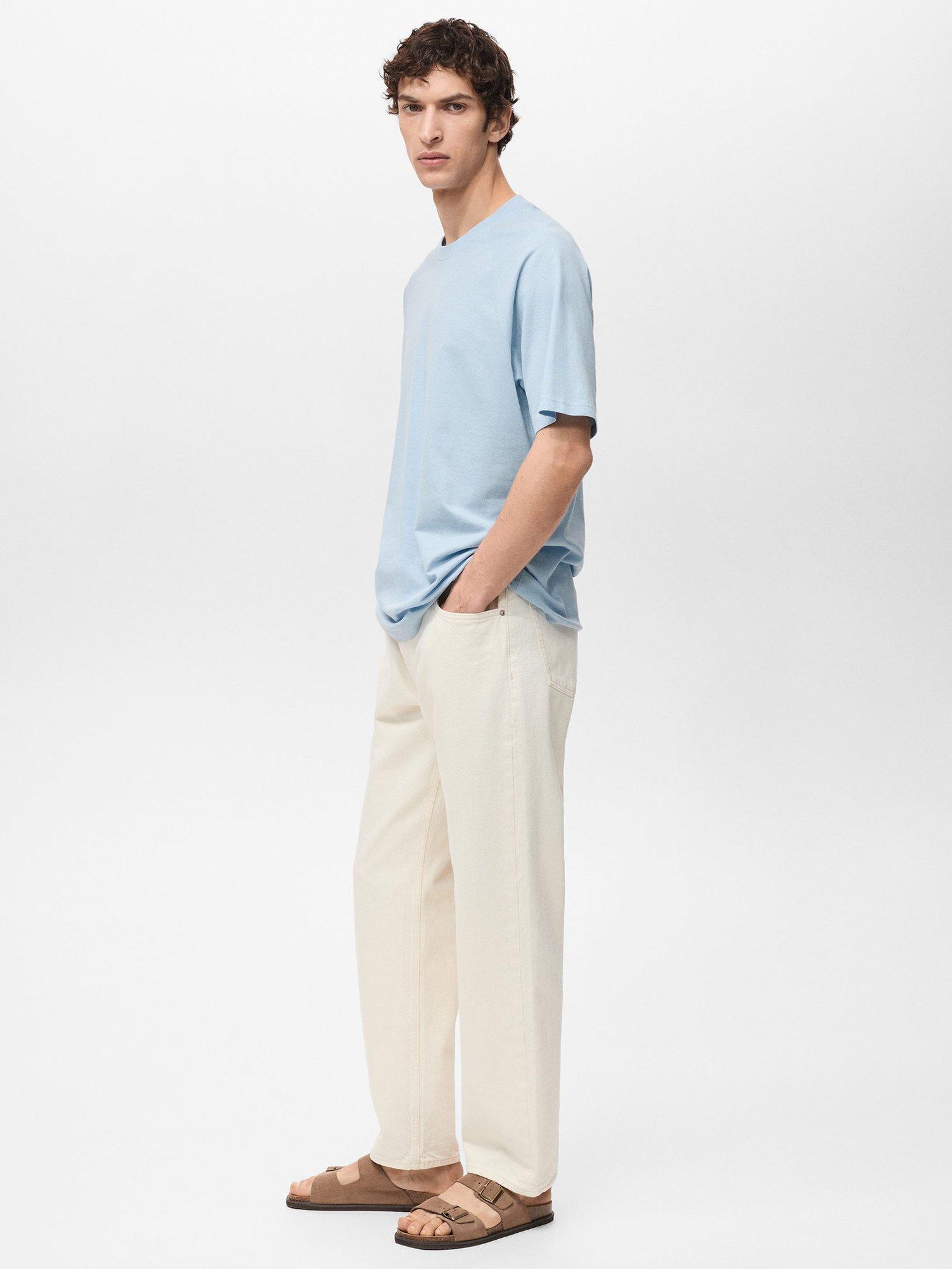 Product image 7 of 8, which shows Mango Circo Cotton Linen Regular Fit T-Shirt, Pastel Blue, L