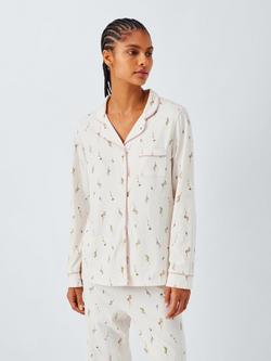 John Lewis Sprig Cotton Jersey Long Pyjama Set, Ivory, Ivory