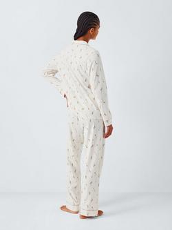 John Lewis Sprig Cotton Jersey Long Pyjama Set, Ivory - view 2, Ivory