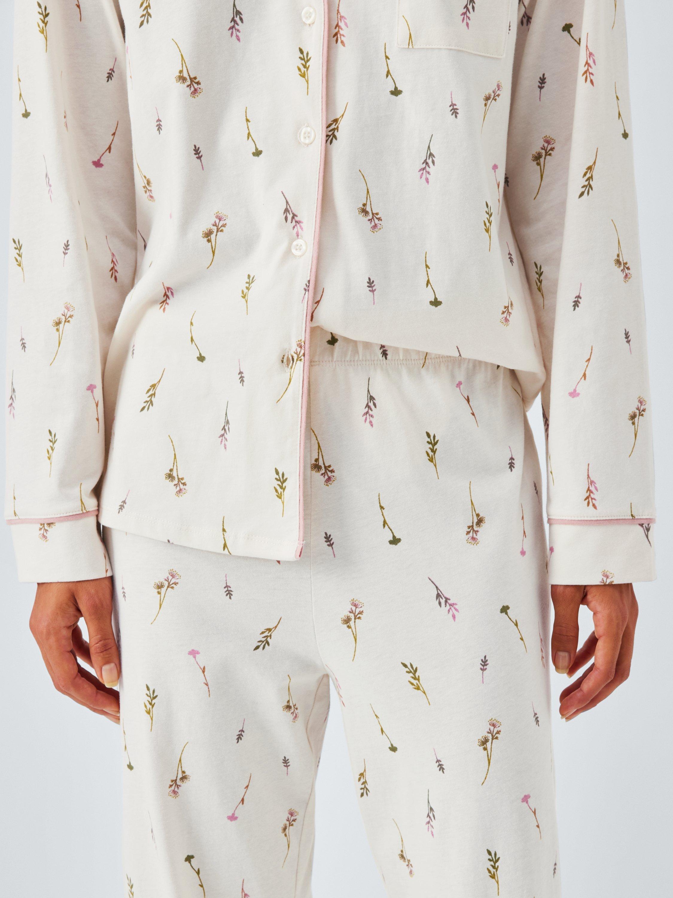 Product image 6 of 6, which shows John Lewis Sprig Cotton Jersey Long Pyjama Set, Ivory, 8