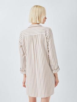 John Lewis Luna Stripe Brushed Cotton Nightdress, Ivory/Toffee - view 2, Ivory/Toffee