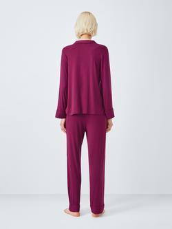 John Lewis Aria Long Modal Pyjama Set - view 2, Raspberry Coulis