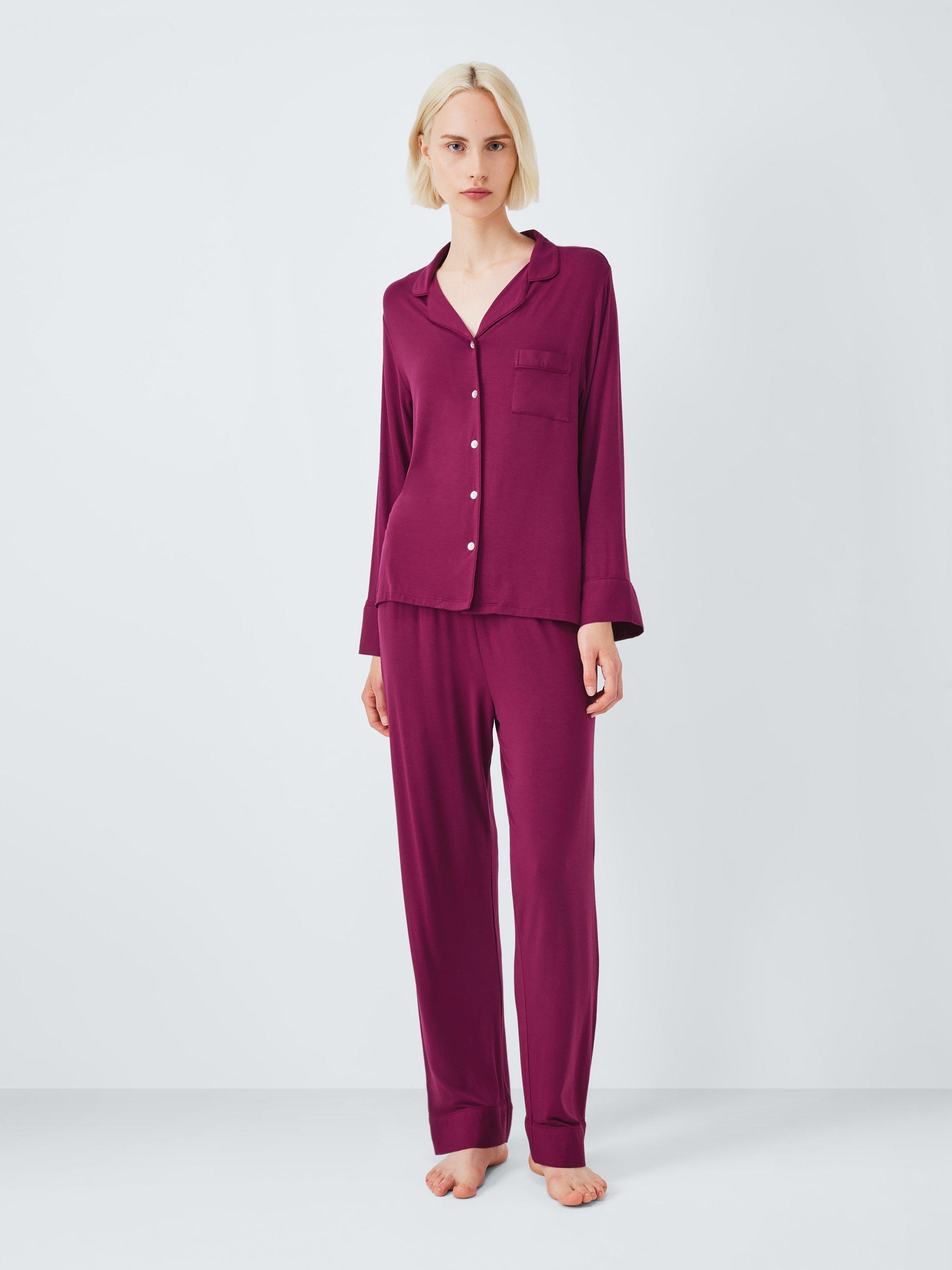 Product image 3 of 6, which shows John Lewis Aria Long Modal Pyjama Set, Raspberry Coulis, 8