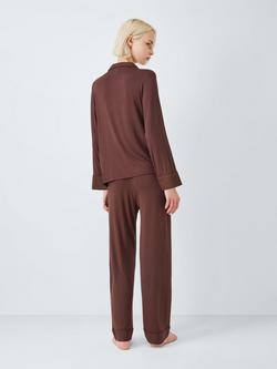 John Lewis Aria Long Modal Pyjama Set - view 2, Shaved Chocolate