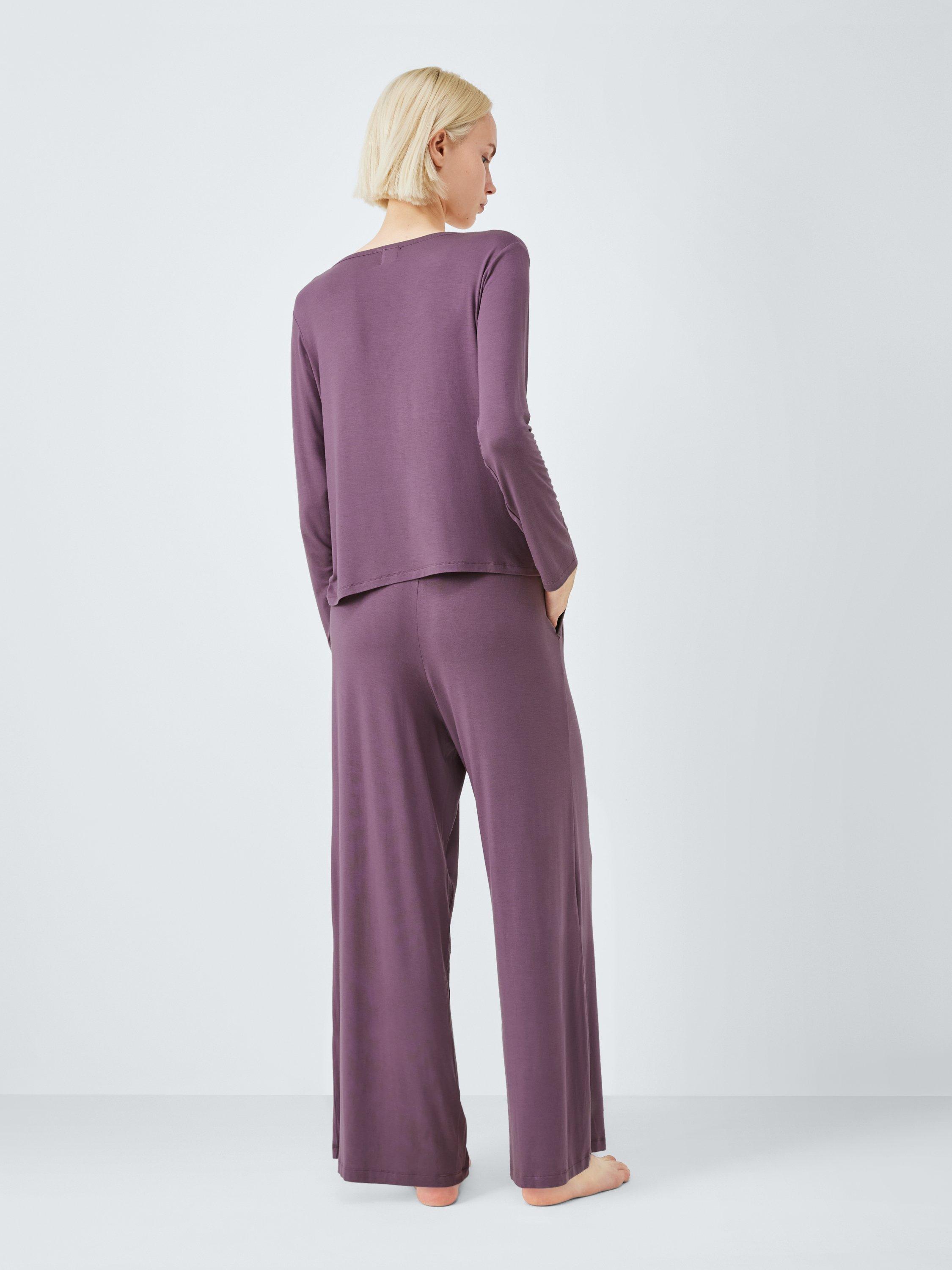 Product image 2 of 6, which shows John Lewis Wide Leg Modal Henley Pyjama Set, Purple Sage, 8