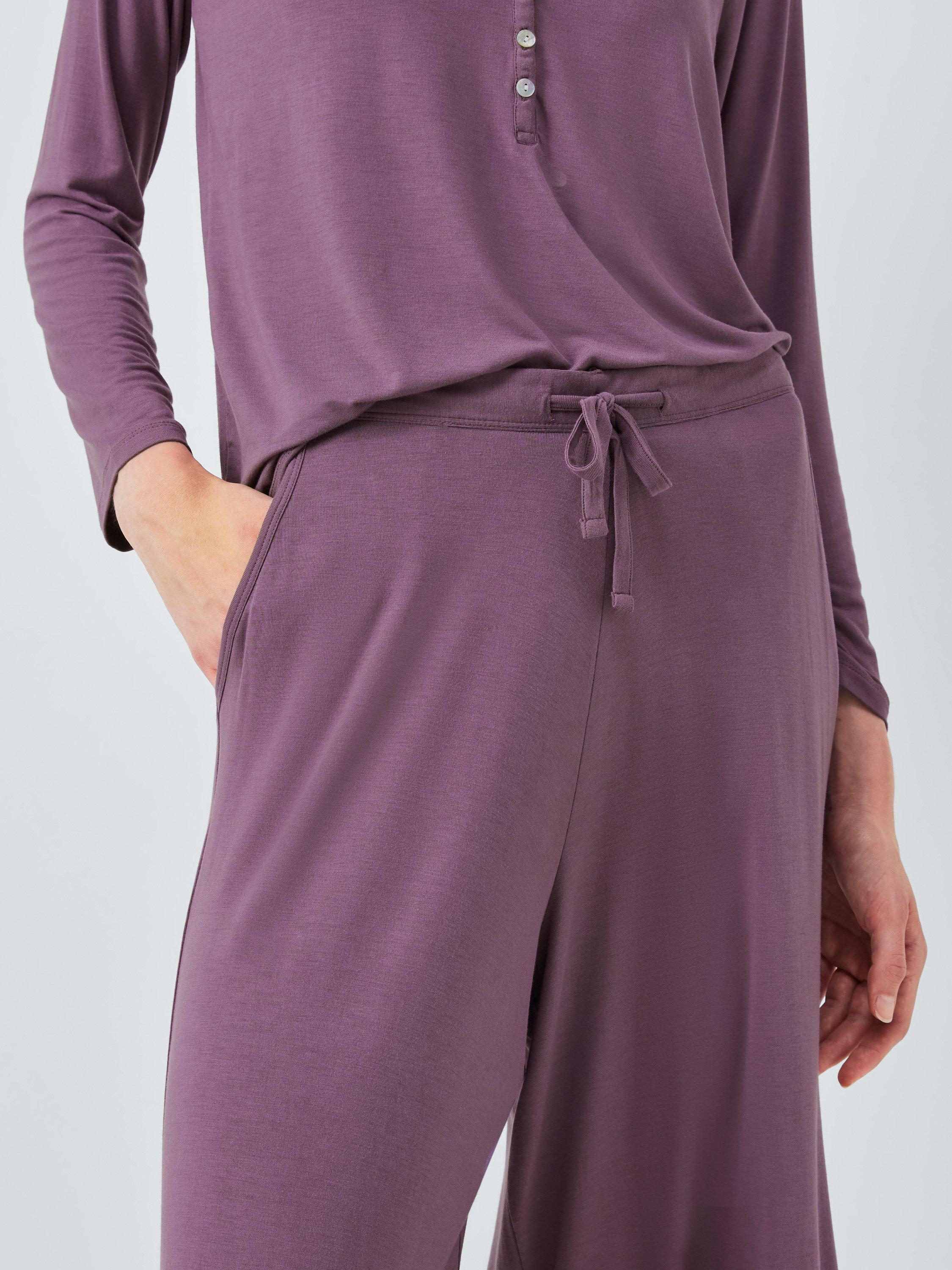Product image 6 of 6, which shows John Lewis Wide Leg Modal Henley Pyjama Set, Purple Sage, 8