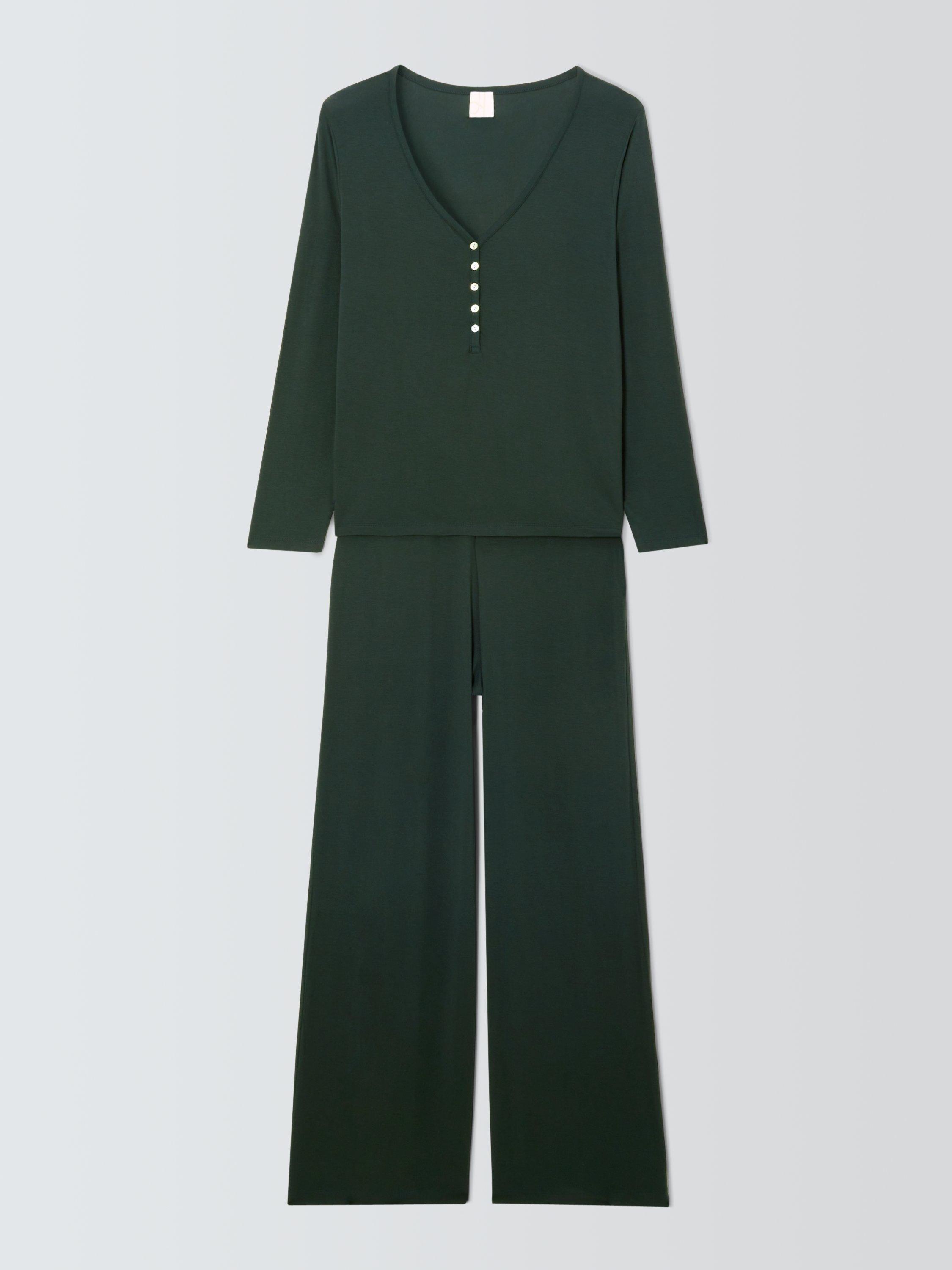 Product image 4 of 6, which shows John Lewis Wide Leg Modal Henley Pyjama Set, Scarab, 12