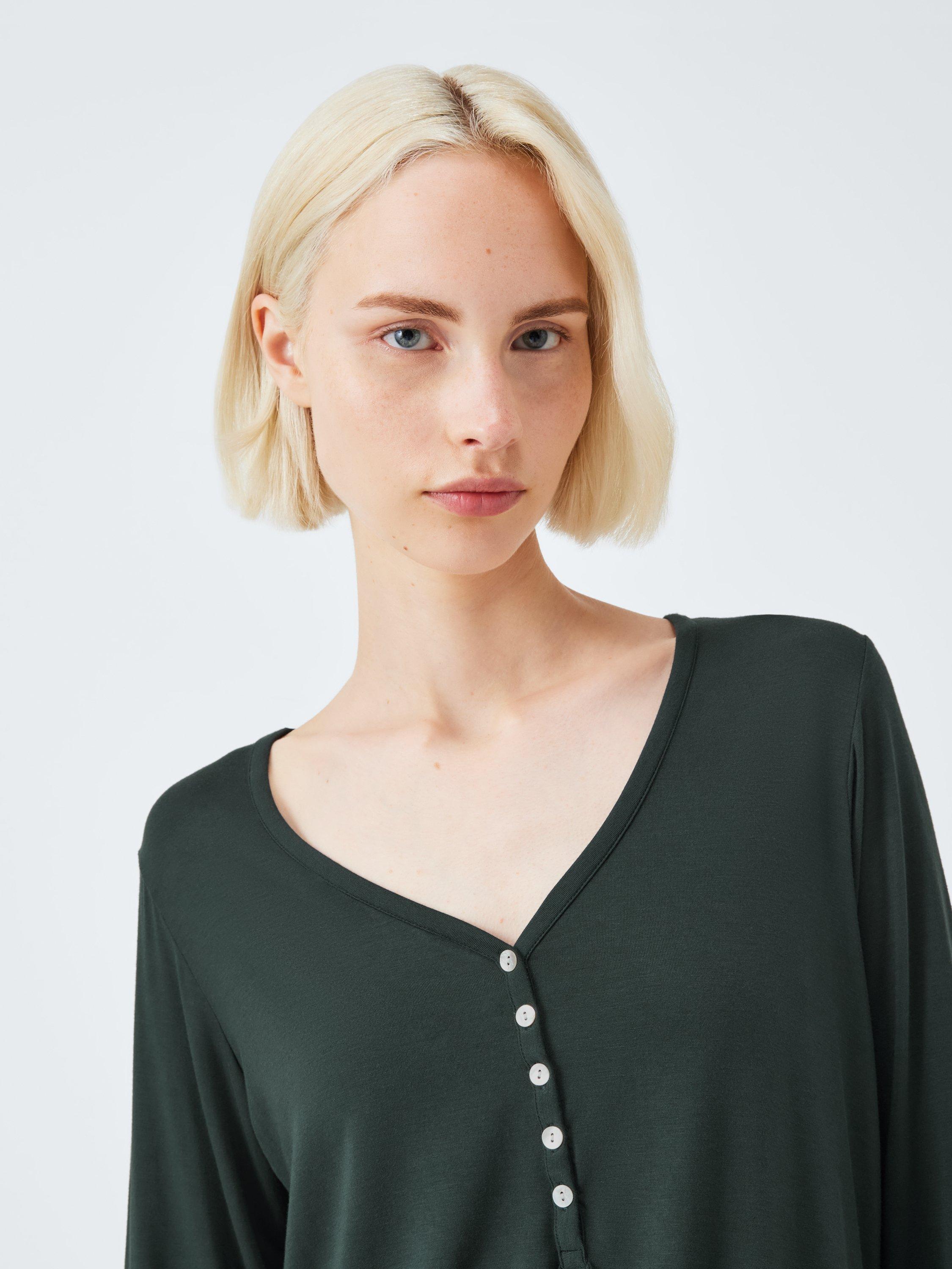 Product image 5 of 6, which shows John Lewis Wide Leg Modal Henley Pyjama Set, Scarab, 12