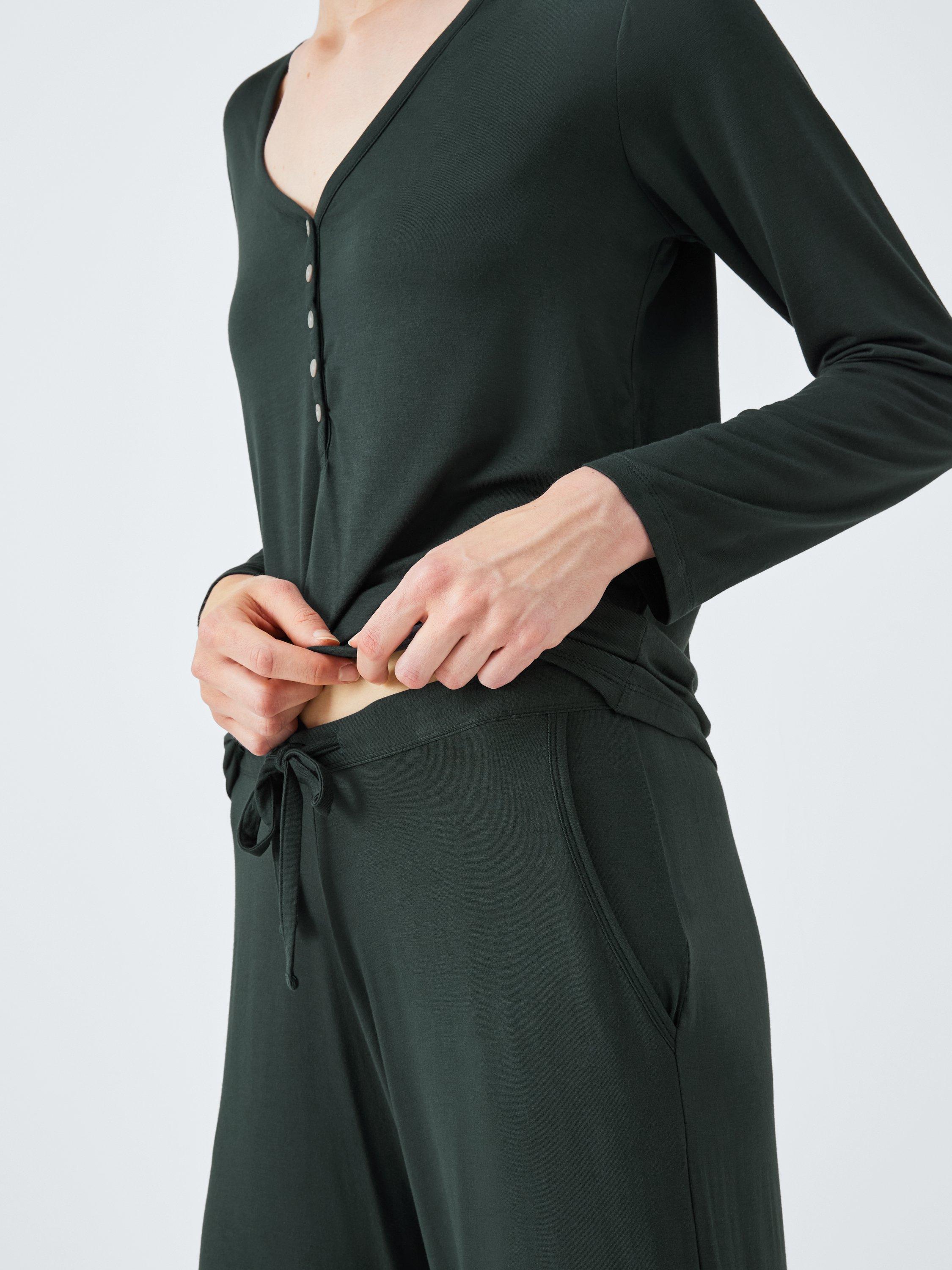 Product image 6 of 6, which shows John Lewis Wide Leg Modal Henley Pyjama Set, Scarab, 12