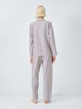John Lewis Herringbone Stripe Long Pyjama Set, Ivory/Purple Sage