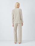 John Lewis Highland Stripe Long Pyjama Set, Ivory/Green