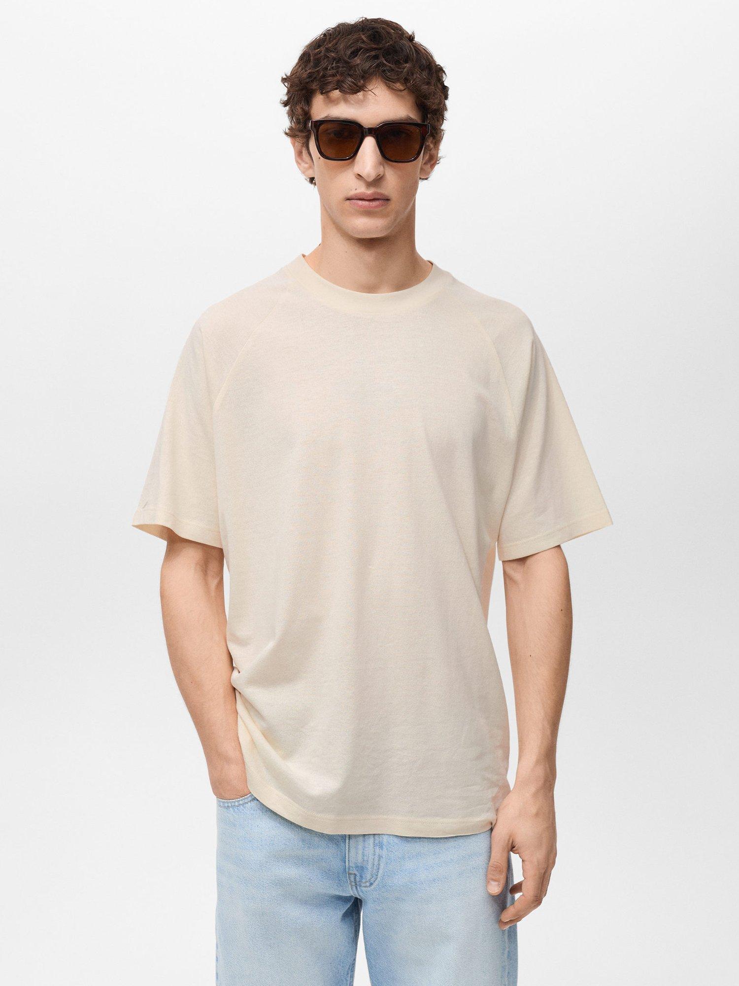 Product image 1 of 8, which shows Mango Circo Cotton Linen Regular Fit T-Shirt, Beige, L