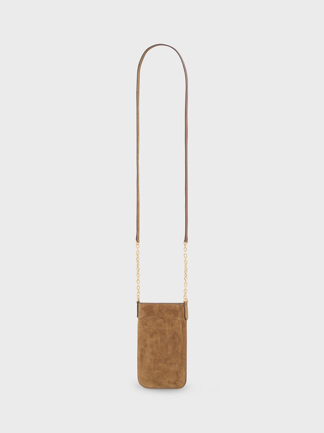 Product image 2 of 3, which shows Gerard Darel Charlotte Suede Phone Crossbody Pouch, Beige