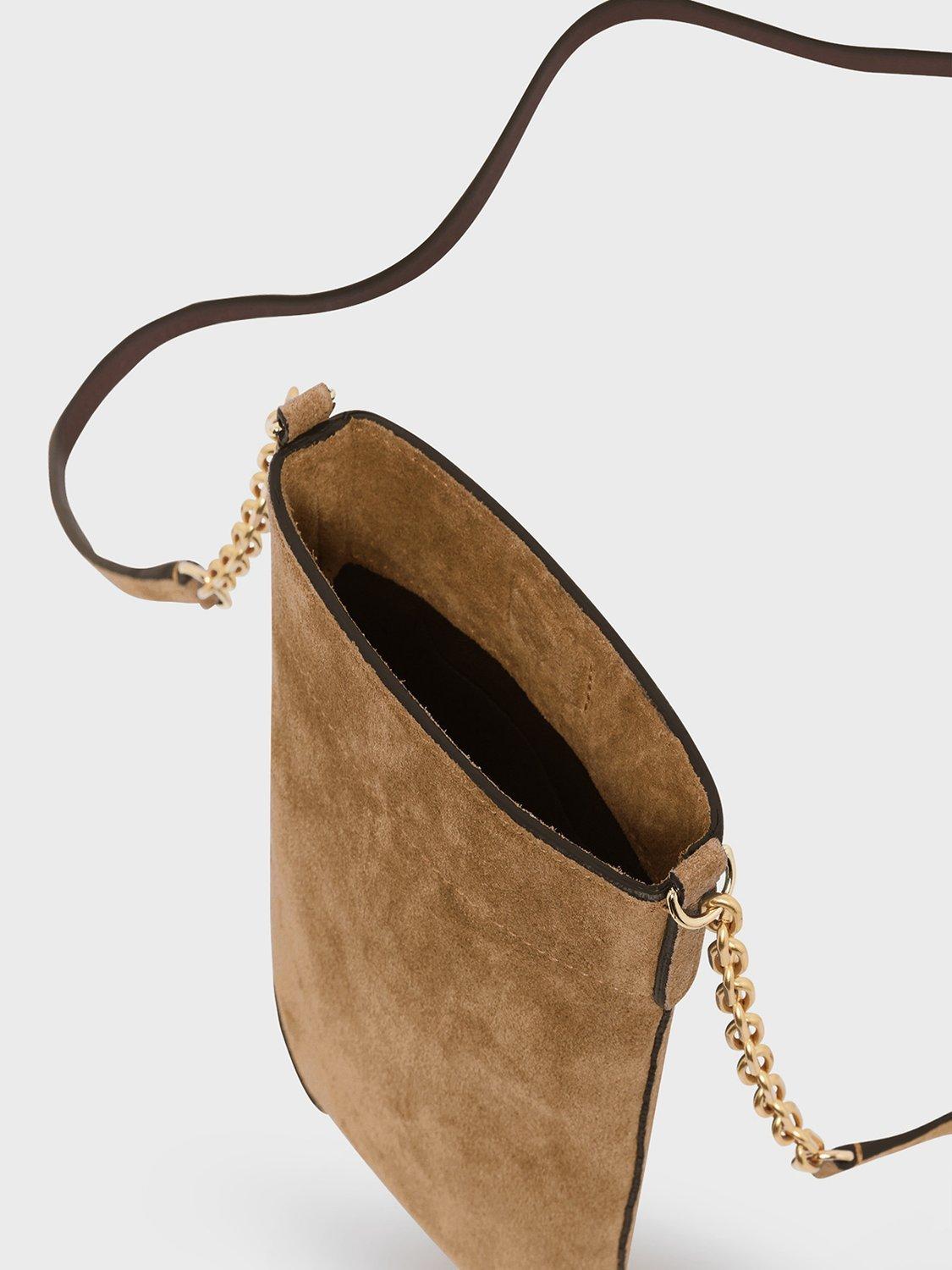 Product image 3 of 3, which shows Gerard Darel Charlotte Suede Phone Crossbody Pouch, Beige
