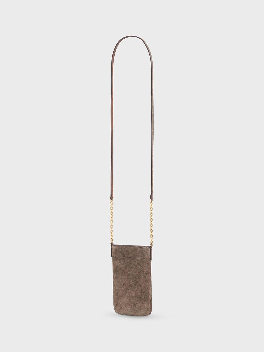 Product image 2 of 3, which shows Gerard Darel Charlotte Suede Phone Crossbody Pouch, Light Grey
