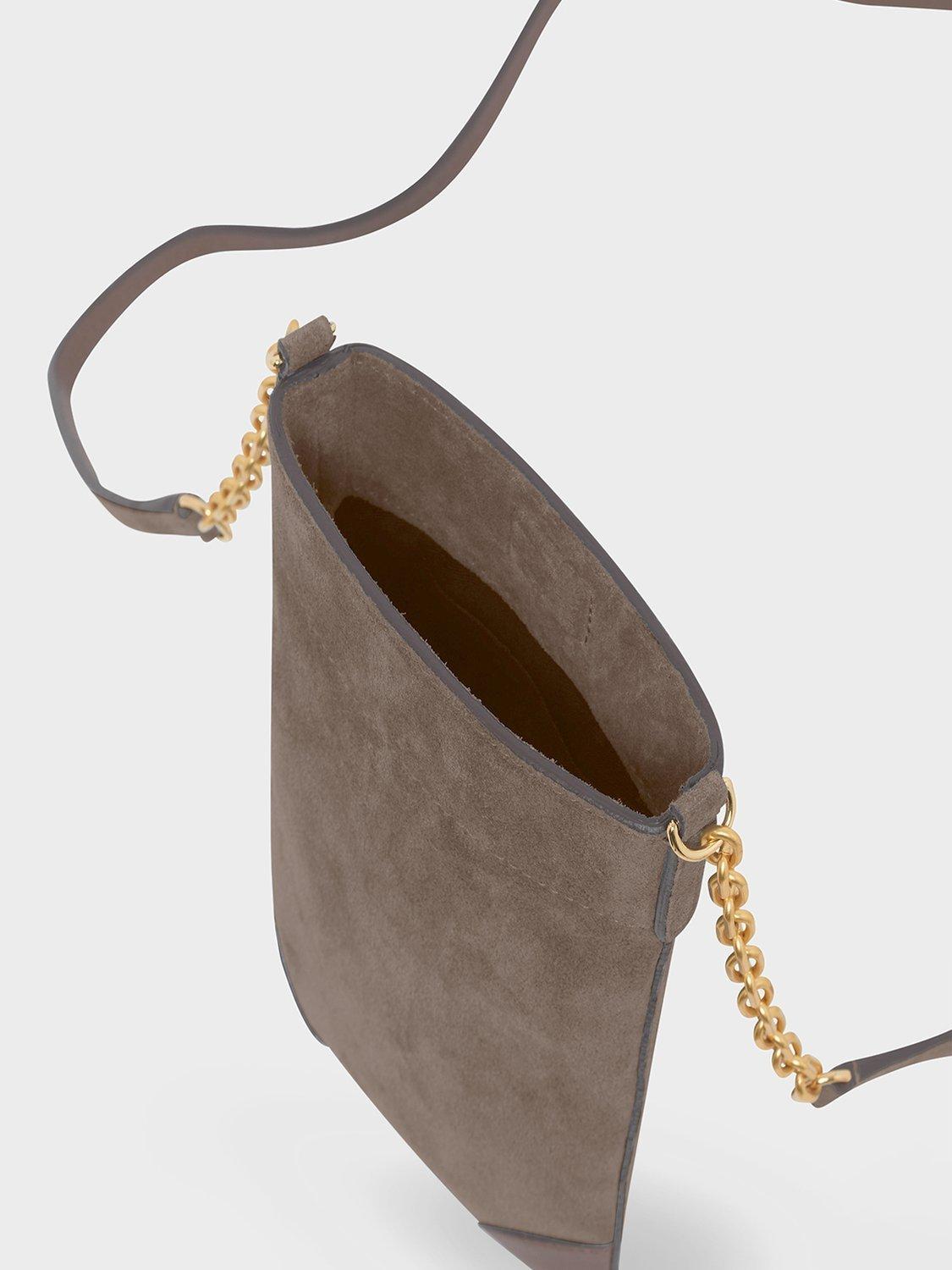 Product image 3 of 3, which shows Gerard Darel Charlotte Suede Phone Crossbody Pouch, Light Grey