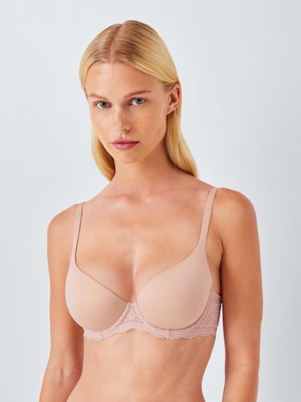 John Lewis Olivia Lace Sides T-Shirt Bra, Almond
