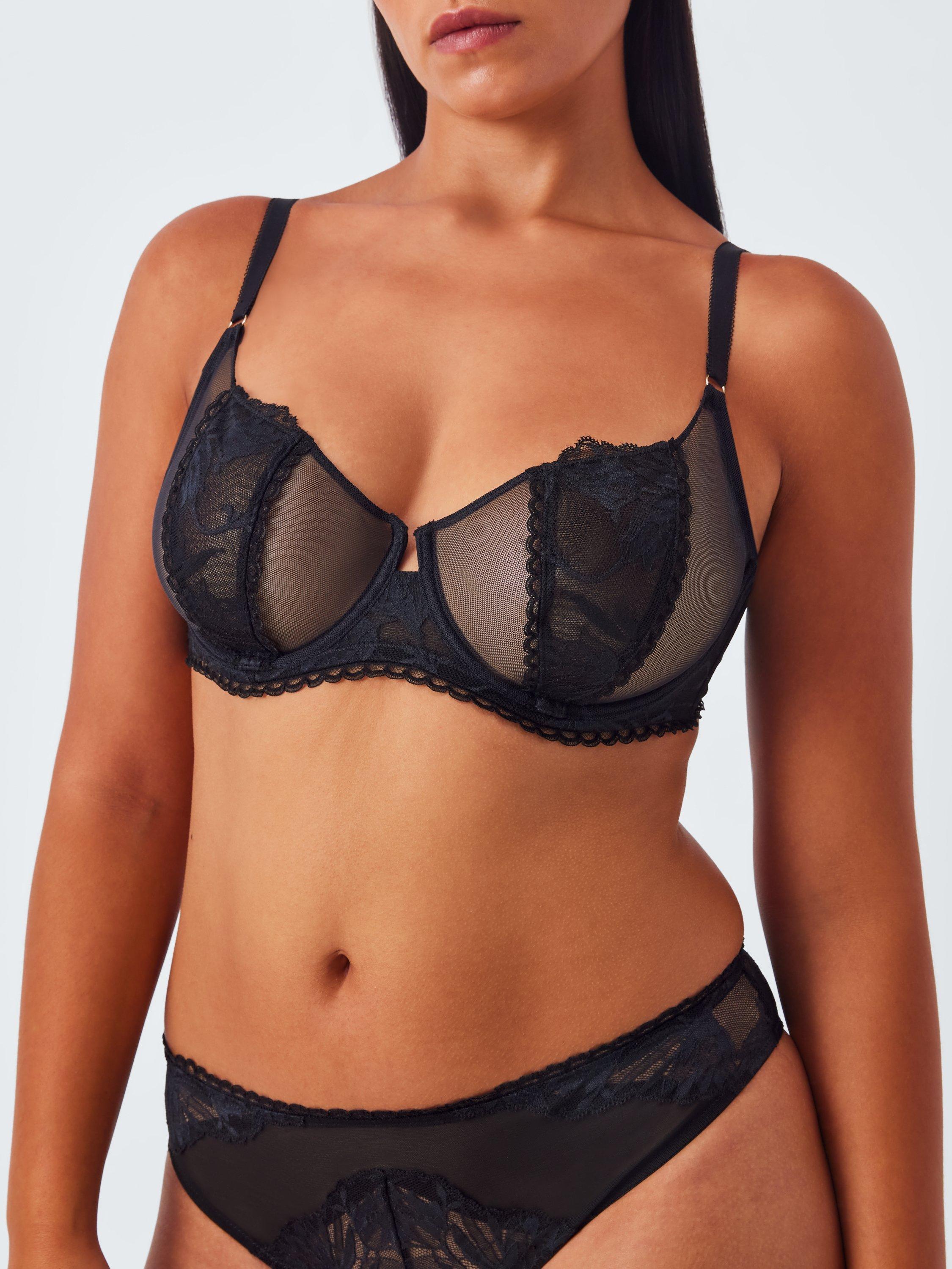 Product image 10 of 10, which shows John Lewis Andrea Non Padded Lace Bra, Black, 30D