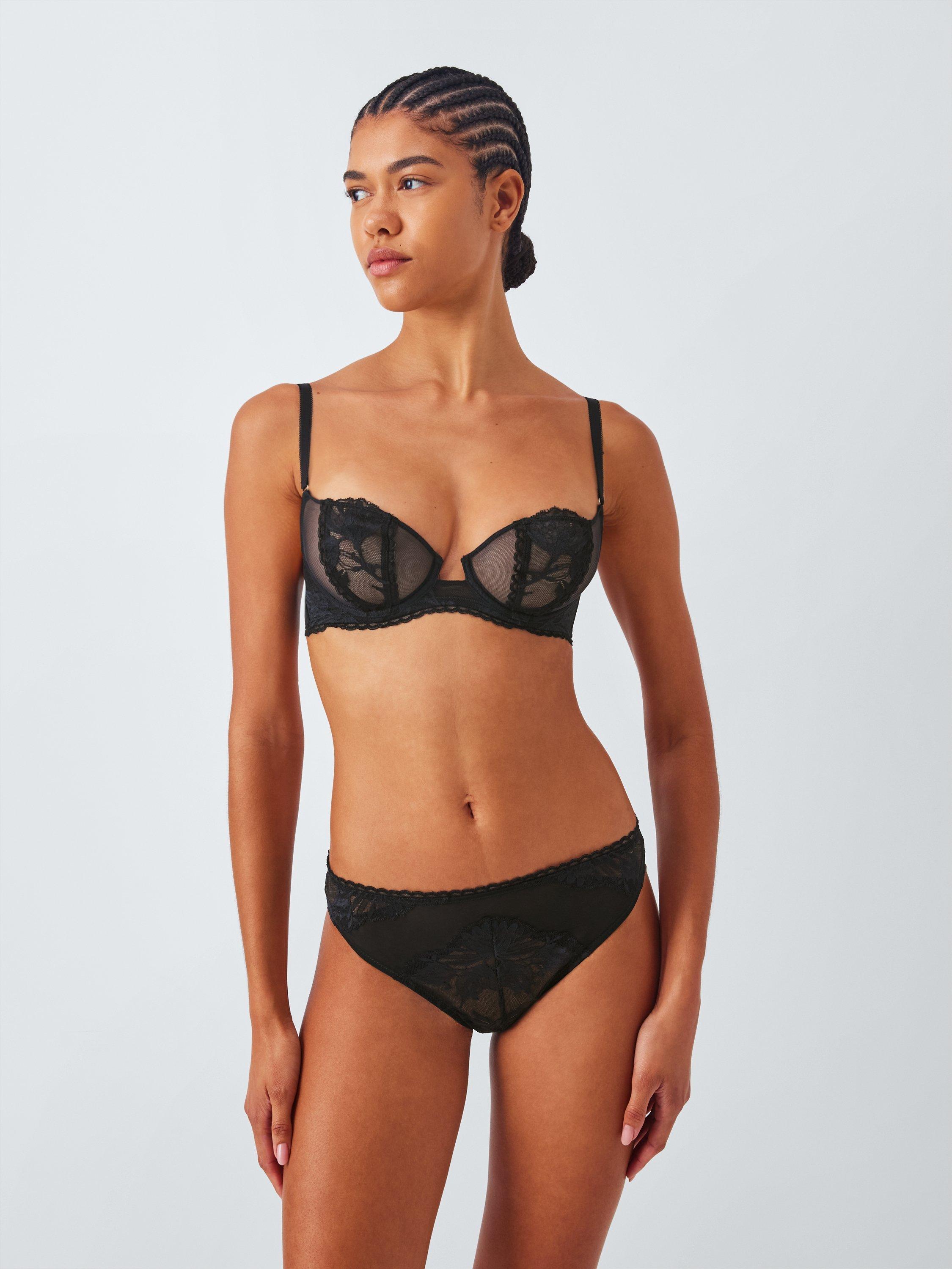 Product image 3 of 10, which shows John Lewis Andrea Non Padded Lace Bra, Black, 30D