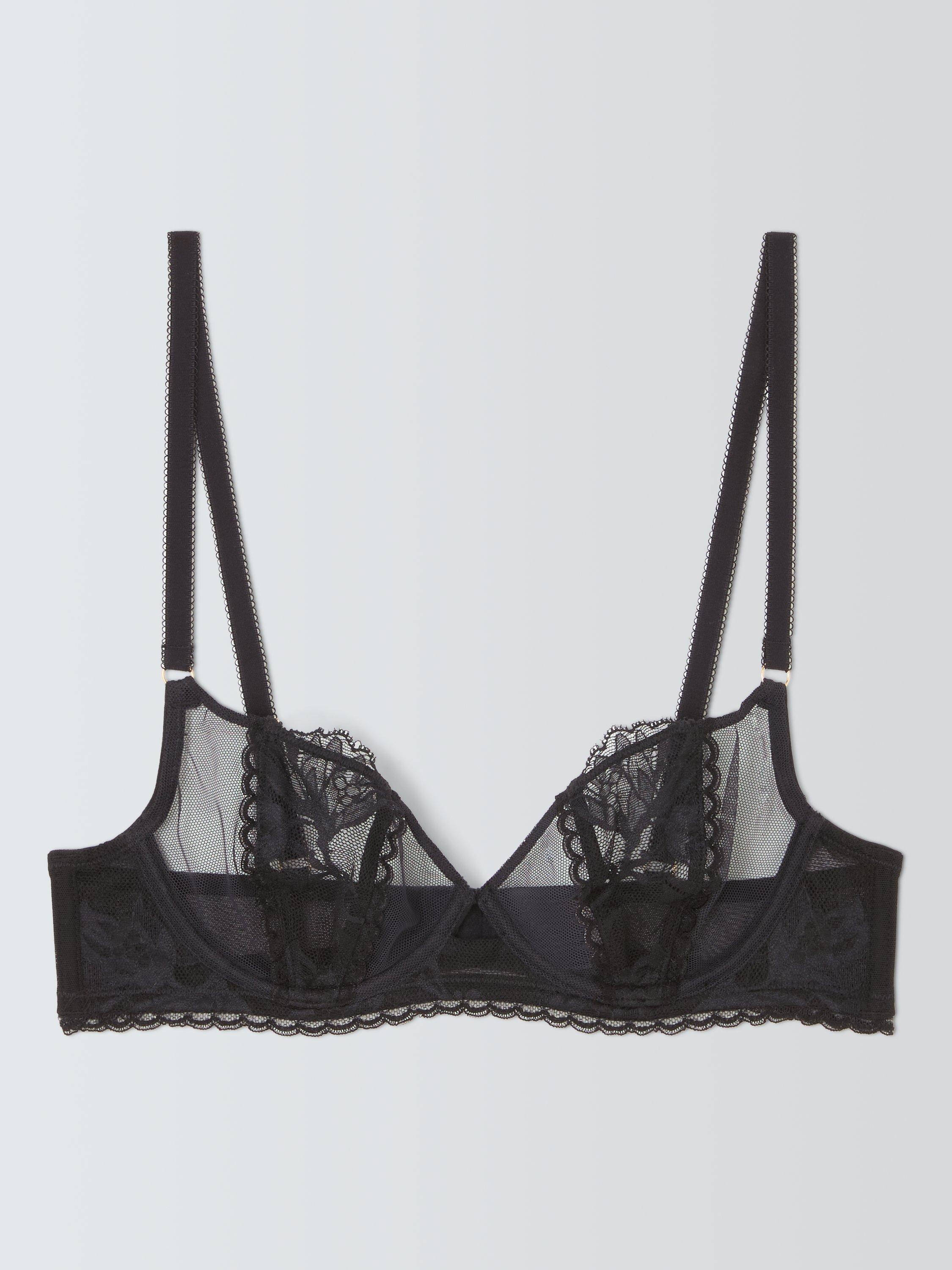 Product image 4 of 10, which shows John Lewis Andrea Non Padded Lace Bra, Black, 30D