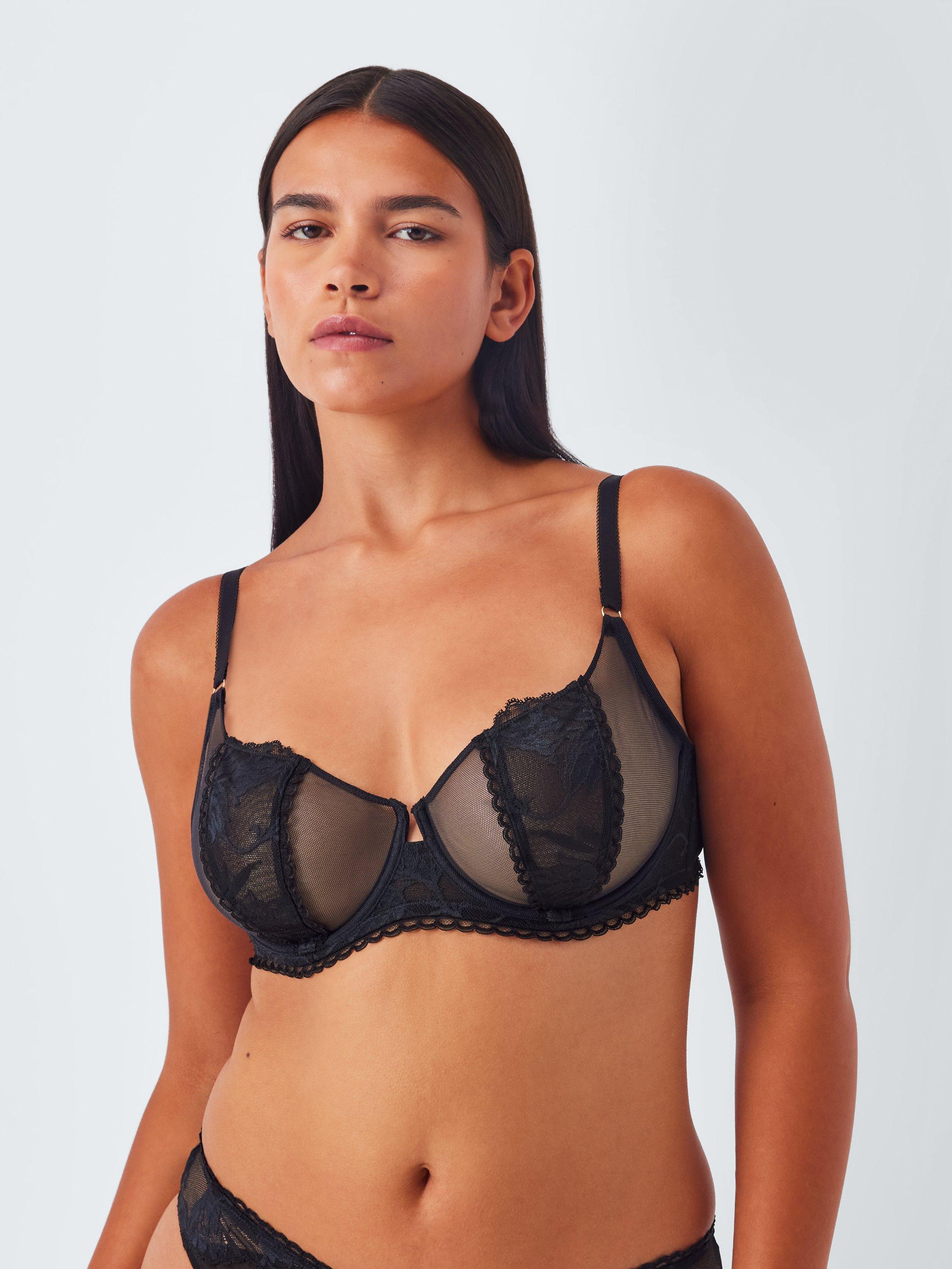 Product image 7 of 10, which shows John Lewis Andrea Non Padded Lace Bra, Black, 30D