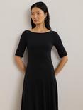 Lauren Ralph Lauren Munzie Rib Knit Stretch Cotton Midi Dress, Black