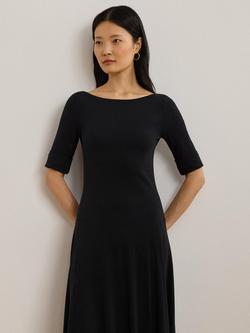 Lauren Ralph Lauren Munzie Rib Knit Stretch Cotton Midi Dress, Black - view 2, Black