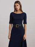 Lauren Ralph Lauren Munzie Rib Knit Stretch Cotton Midi Dress, Lighthouse Navy