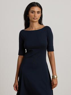 Lauren Ralph Lauren Munzie Rib Knit Stretch Cotton Midi Dress, Lighthouse Navy - view 2, Lighthouse Navy