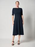 Lauren Ralph Lauren Munzie Rib Knit Stretch Cotton Midi Dress, Lighthouse Navy