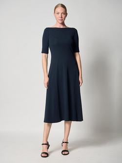 Lauren Ralph Lauren Munzie Rib Knit Stretch Cotton Midi Dress, Lighthouse Navy, Lighthouse Navy
